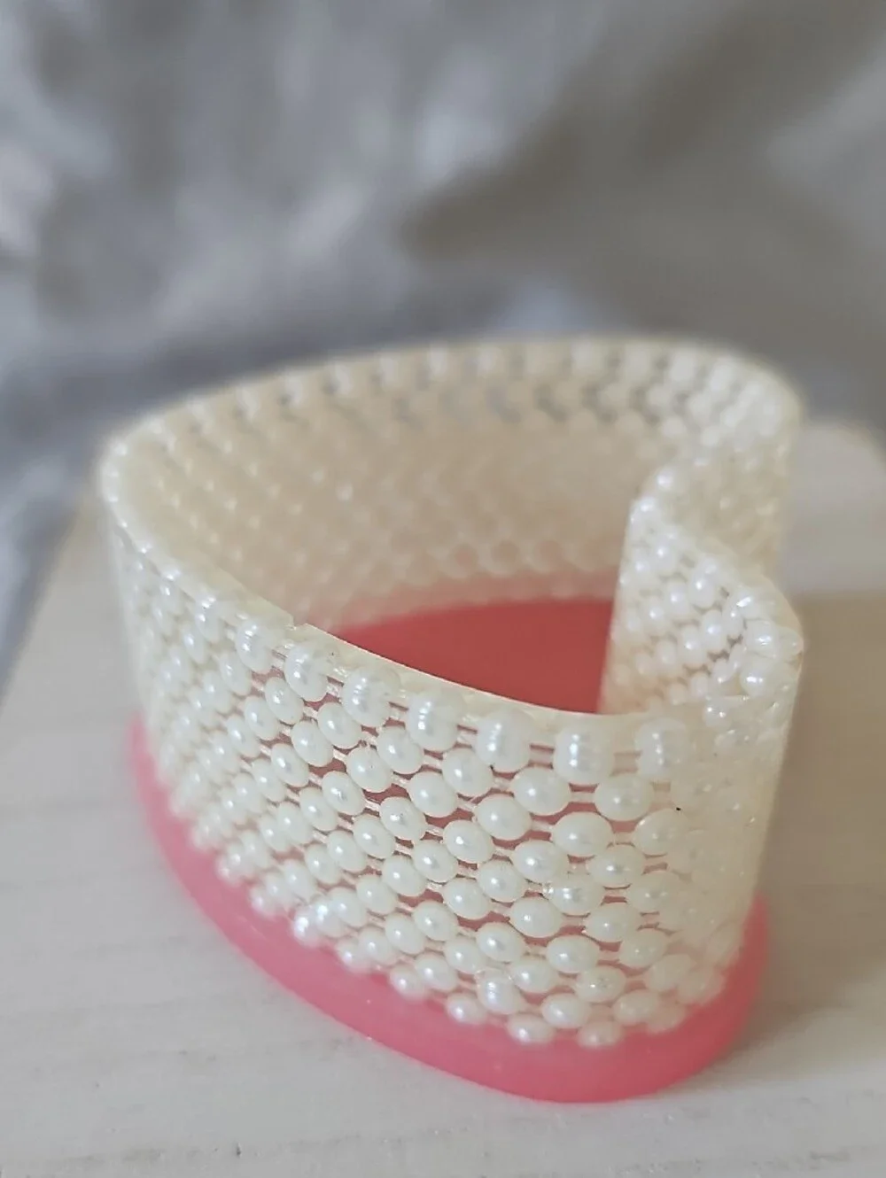 Heart Shaped Pink and Pearl Trinket Dish